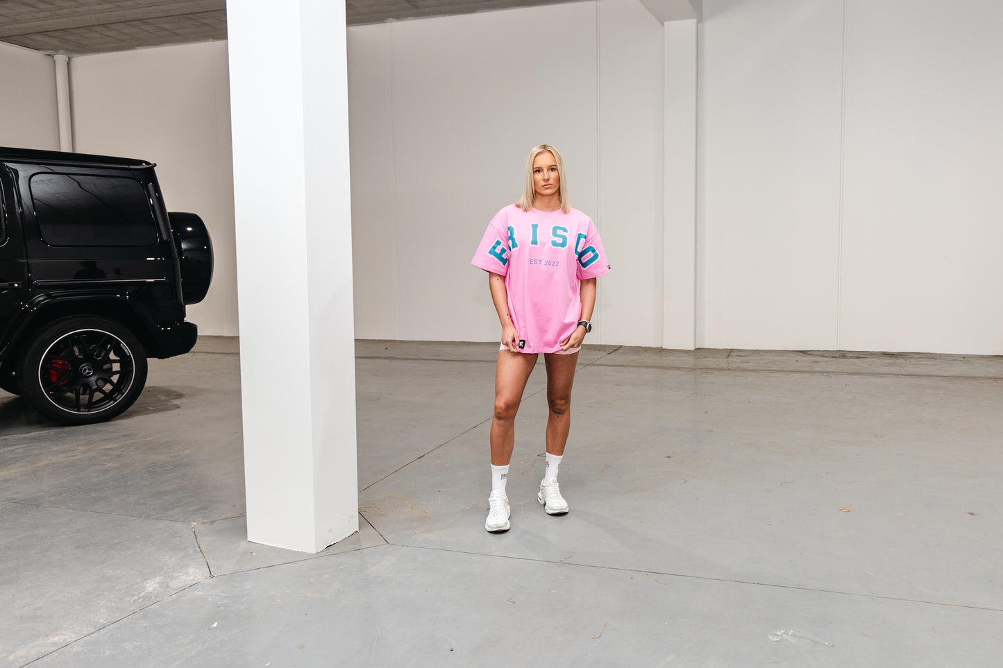 The Varsity Tee Light Pink & Blue