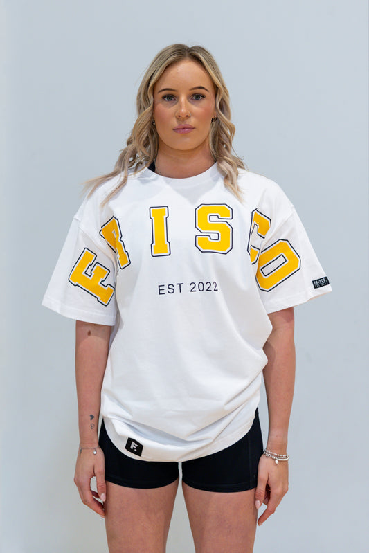 VARSITY 2.0 TEE WHITE & ORANGE