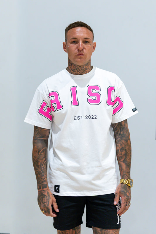 VARSITY 2.0 TEE WHITE & PINK