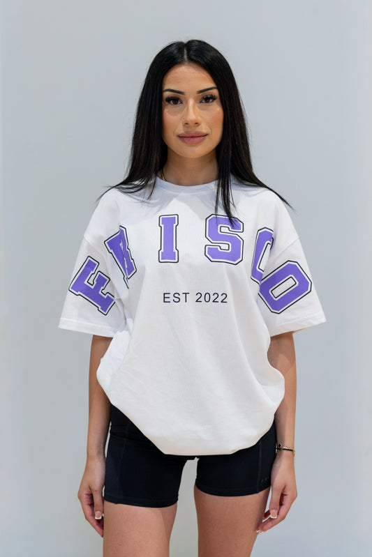 VARSITY 2.0 TEE WHITE & PURPLE