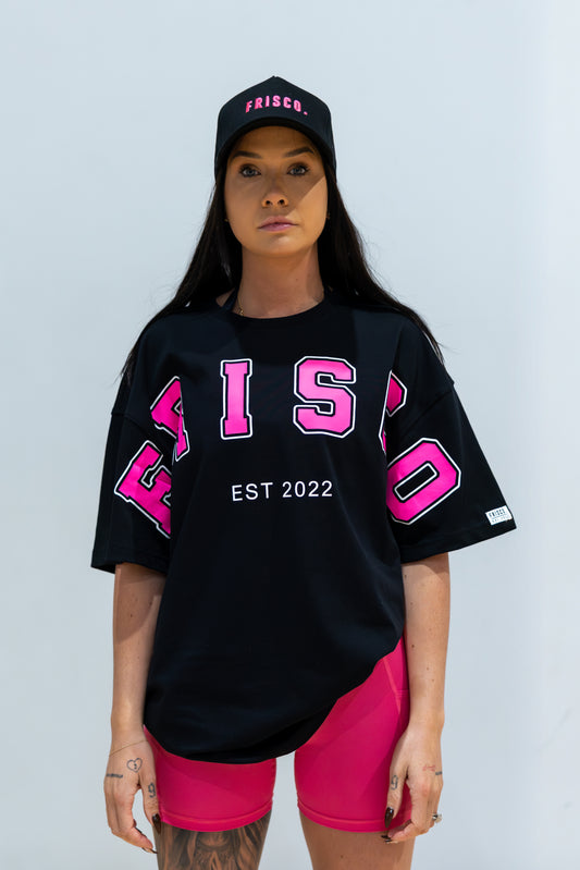 VARSITY 2.0 TEE BLACK & PINK